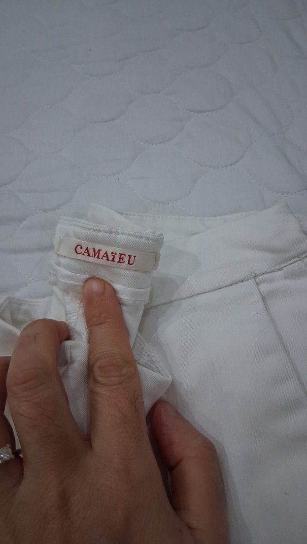 Kadın Beyaz Fermuarlı Kumaş Pantolon - Görsel 3