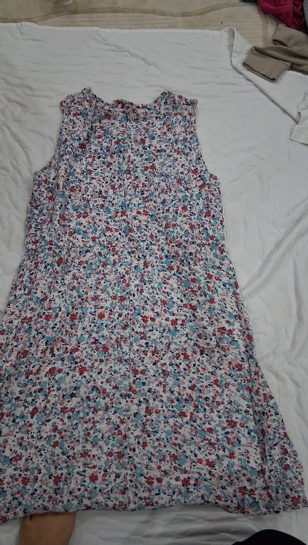 Çiçek Desenli Pamuklu Midi Elbise - Görsel 2