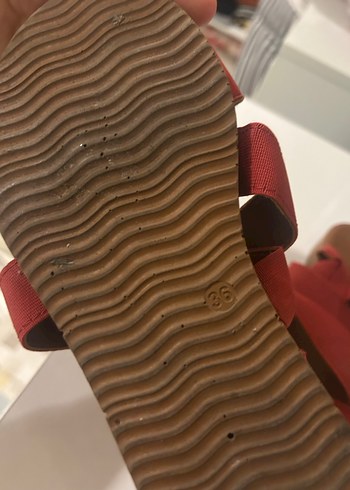 Kırmızı Kadın Dolgu Topuklu Sandalet - Görsel 5