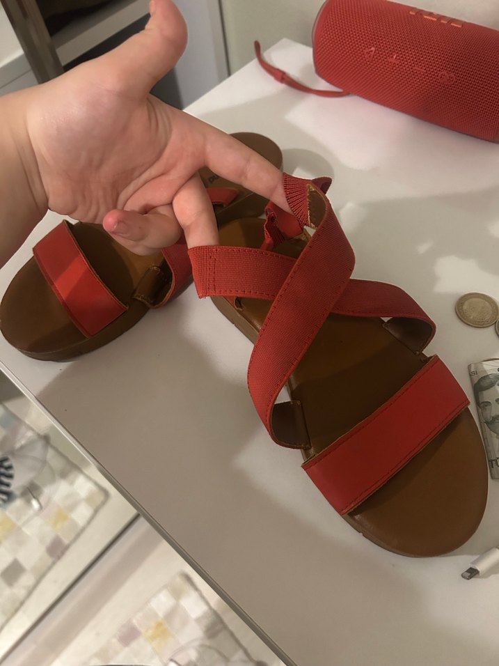 Kırmızı Kadın Dolgu Topuklu Sandalet - Görsel 2