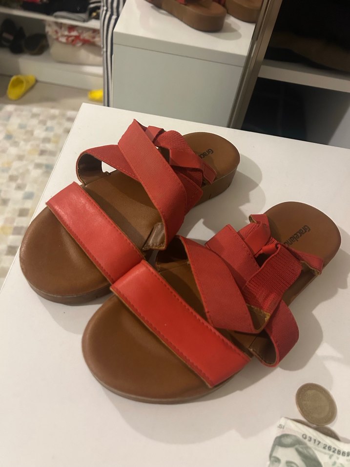 Kırmızı Kadın Dolgu Topuklu Sandalet - Görsel 3