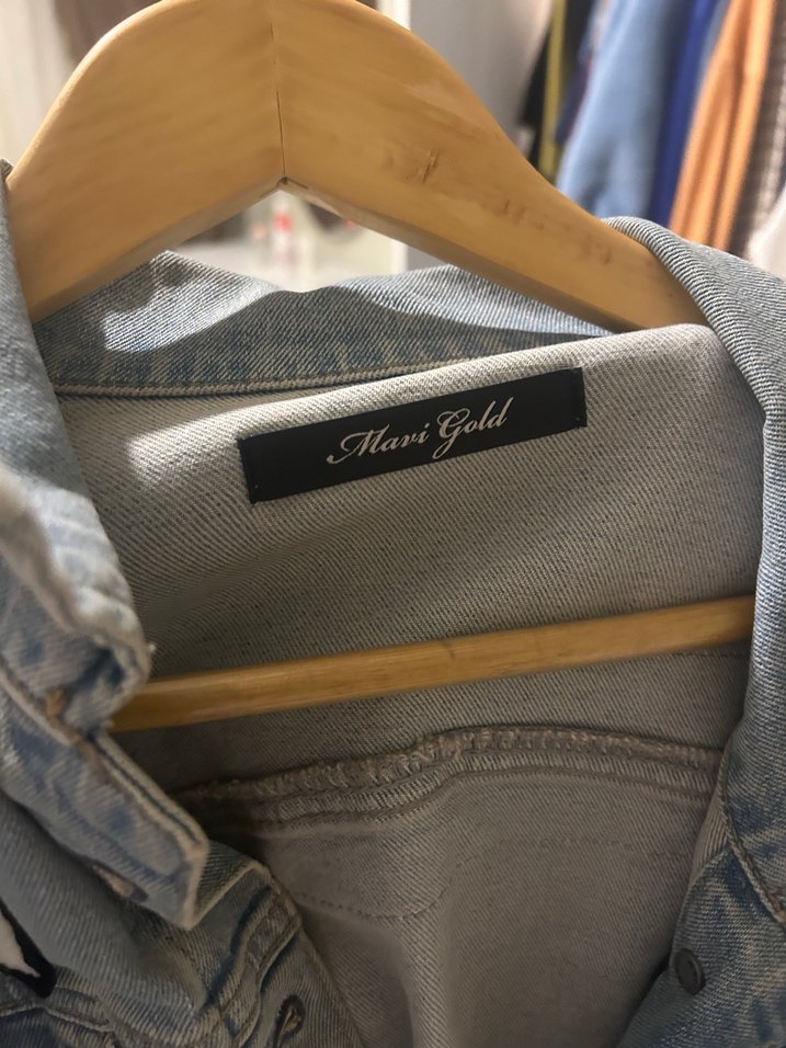 Gri Düğmeli Kadın Denim Ceket - Görsel 4