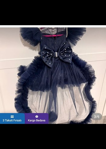 18-24 Ay Beden lacivert Renk Kız Çocuk Ruffle Detaylı Gotik Kostüm