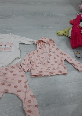 6 Ay Beden Kız Bebek Triko 3'lü Takım - Pembe