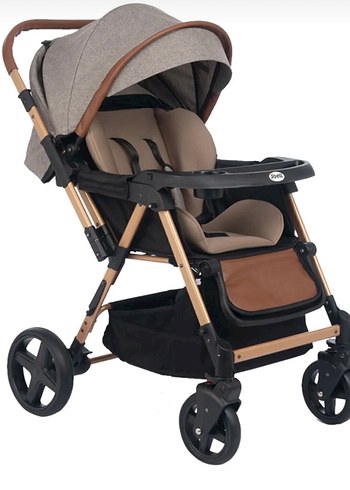 Gri ve Kahverengi Bebek Arabası - Görsel 4
