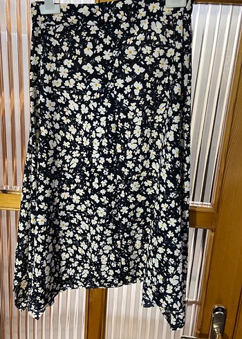 Siyah Çiçekli Midi Bohem Kadın Etek - Görsel 2