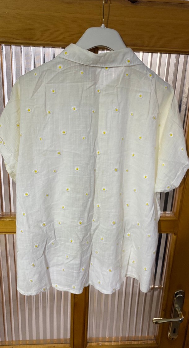 Nakışlı Beyaz Keten Kadın Gömlek - Görsel 3