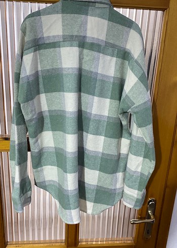 Düğmeli Yeşil Ekose Pamuk Gömlek - Görsel 4