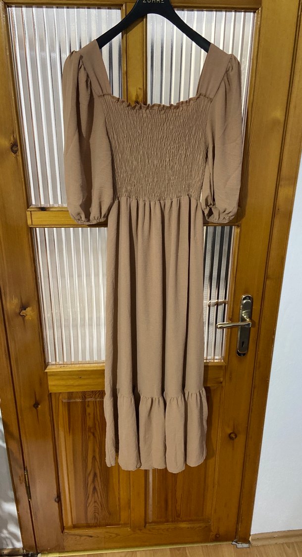 BejUzun Bol Kesim Bohem Elbise Kare Yaka - Görsel 3