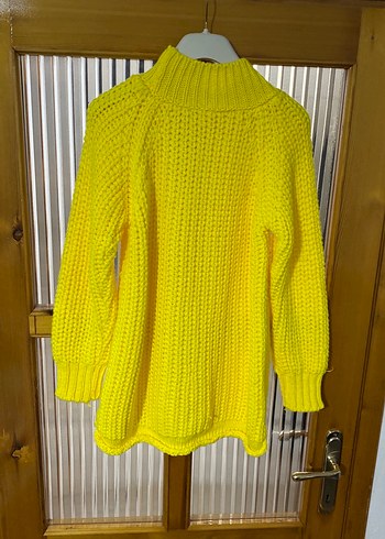 Sarı Yüksek Yakalı Triko Kadın Kazak - Görsel 2