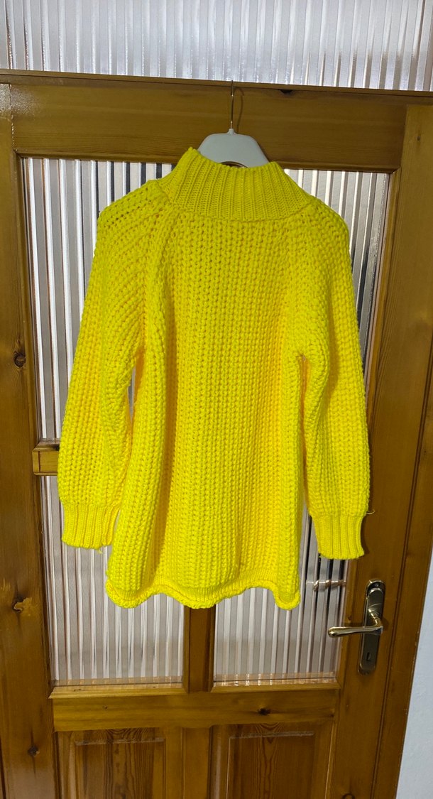 Sarı Yüksek Yakalı Triko Kadın Kazak - Görsel 2