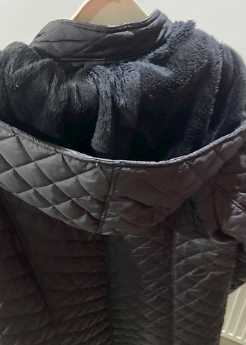 Düğmeli Siyah Uzun Kadın mont - Görsel 7