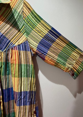 Renkli Pilili Bohem Kadın Gömlek - Görsel 3