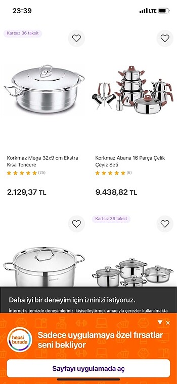 Korkmaz Çelik tencere seti