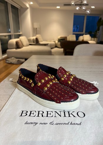 Orijinal Burberry Loafer Bordo Troklu