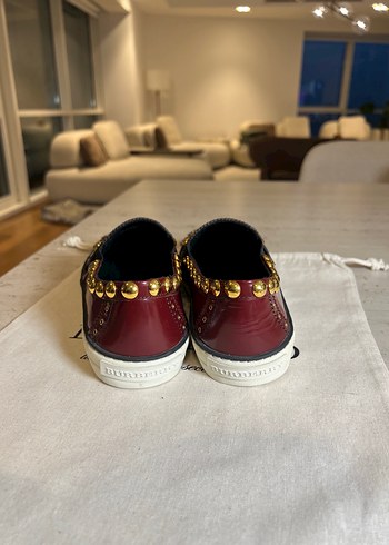 38 Beden bordo Renk Orijinal Burberry Loafer Bordo Troklu