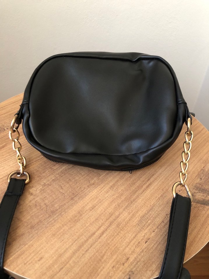 Siyah Deri Kadın Biker Çanta - Görsel 4