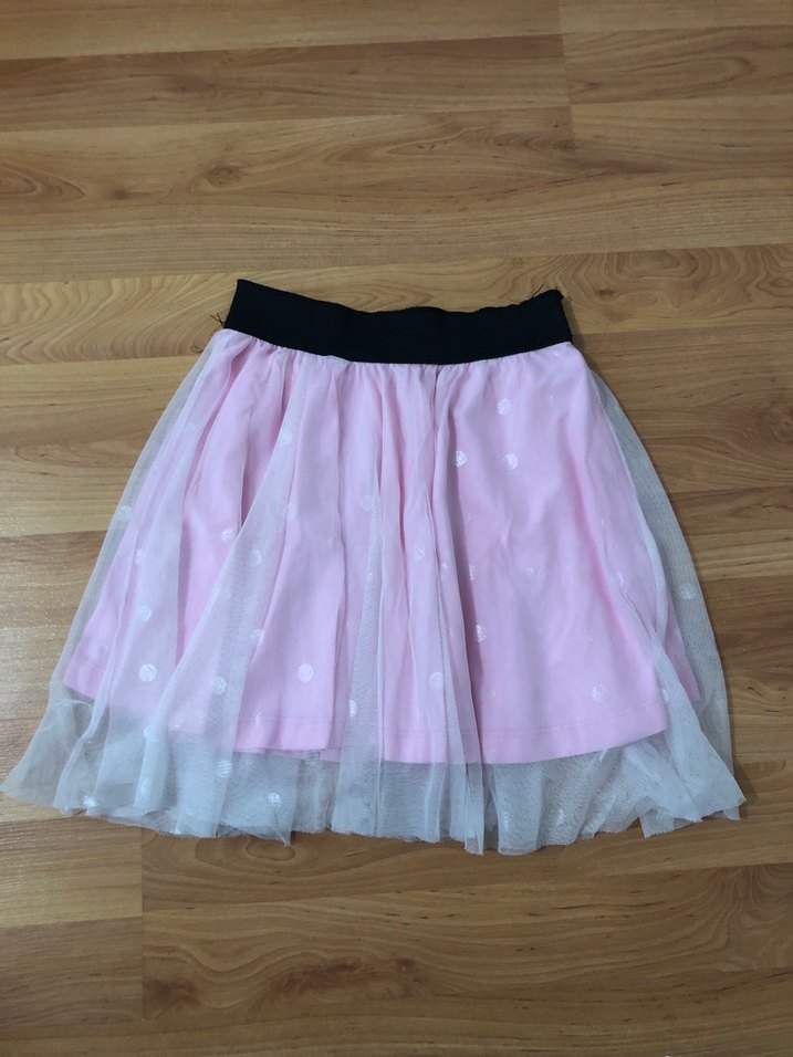 Puantiyeli Pileli Pembe Kız Eteği - Görsel 2