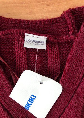 Bordo Örgü Kadın Hırka - Görsel 5