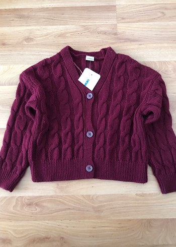 Bordo Örgü Kadın Hırka - Görsel 6