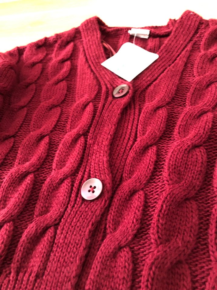 Bordo Örgü Kadın Hırka - Görsel 4