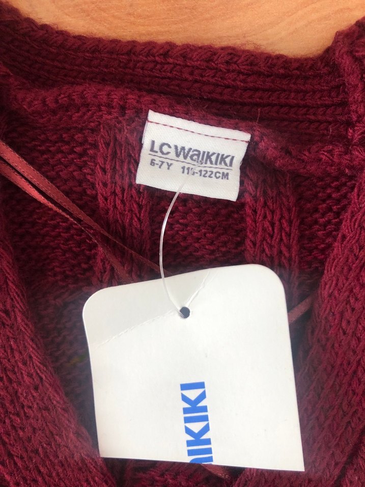 Bordo Örgü Kadın Hırka - Görsel 2