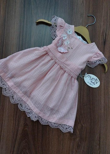 Pembe Dantel Detaylı Kız Çocuk Elbise - Görsel 3