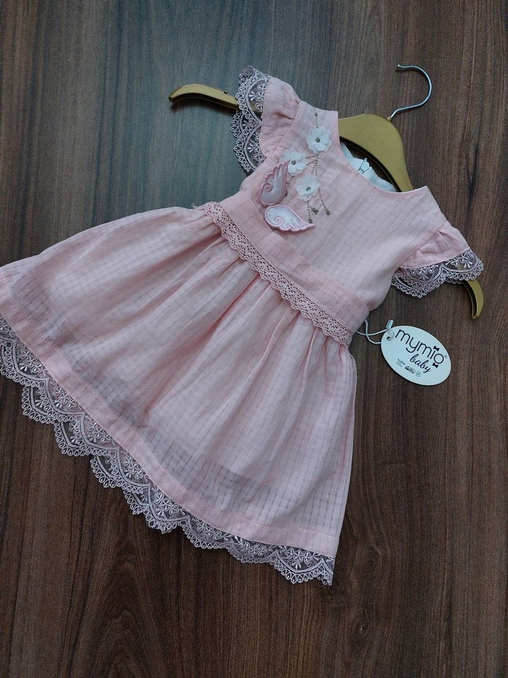Pembe Dantel Detaylı Kız Çocuk Elbise - Görsel 3