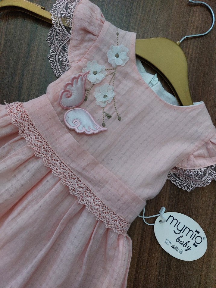 Pembe Dantel Detaylı Kız Çocuk Elbise - Görsel 2