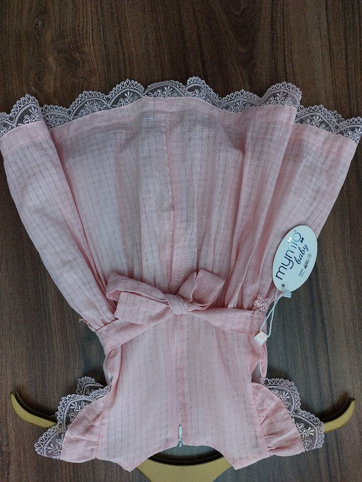 Pembe Dantel Detaylı Kız Çocuk Elbise - Görsel 4