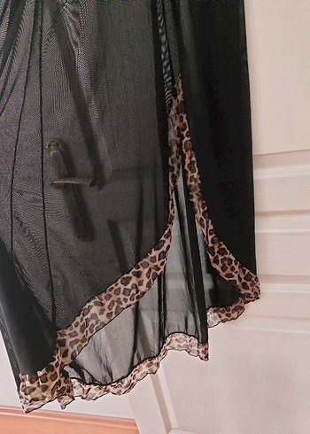 Nbb Leopar Desenli Uzun Siyah Gotik Kadın Pijama