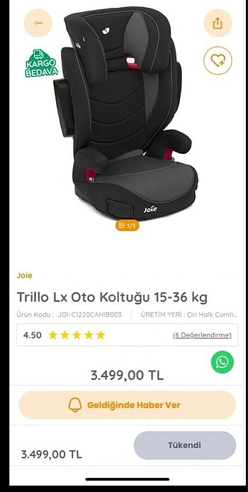 Joie Oto Koltuğu
