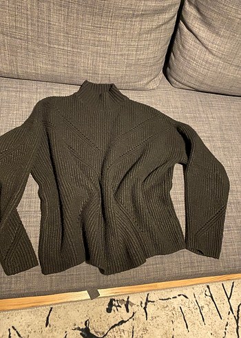 Siyah Kadın Yün Boğazlı Triko Kazak - Görsel 2