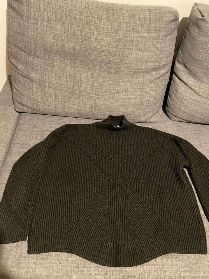 Siyah Kadın Yün Boğazlı Triko Kazak - Görsel 3