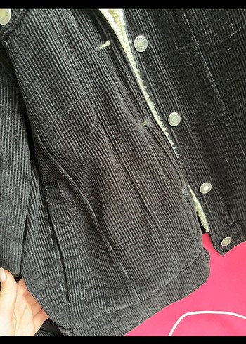 Bershka siyah kadife mont - Görsel 3