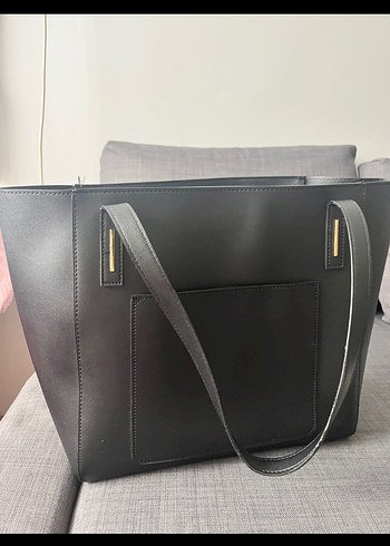 Sade Siyah Deri Kadın Omuz Çantası - Görsel 2