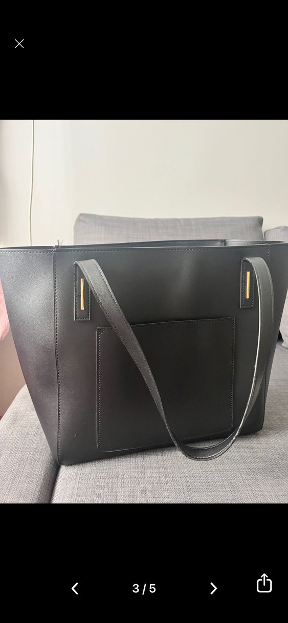 Sade Siyah Deri Kadın Omuz Çantası - Görsel 2