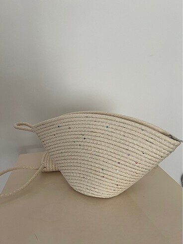  Beden beyaz Renk Hasır Tress Günlük Clutch / Makyaj Çantası