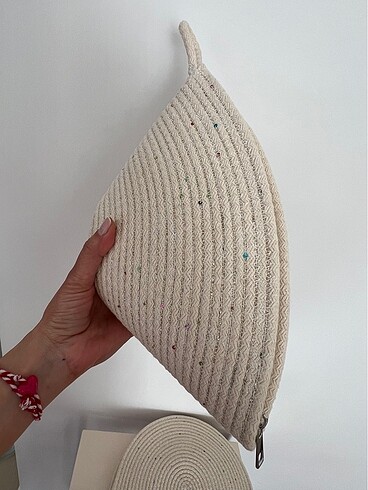 Hasır Tress Günlük Clutch / Makyaj Çantası