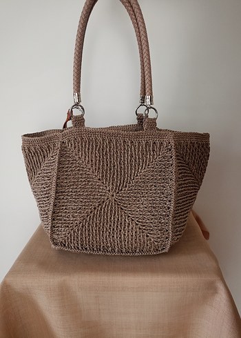 Kağıt İp Motif Plaj Çantası