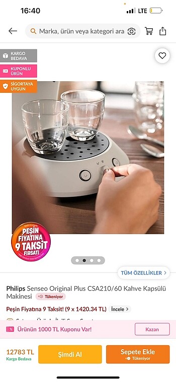 Philips Philips senseo kahve makinesi