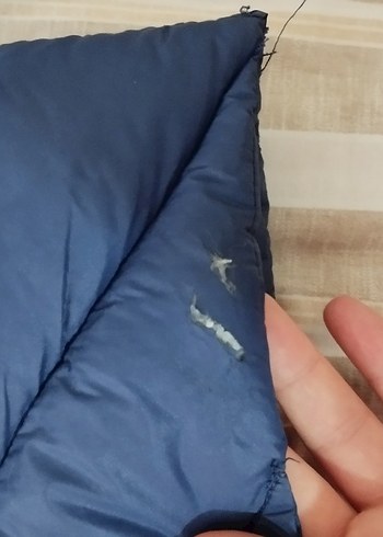 Kadın Mavi Kapüşonlu Şişme Mont - Görsel 3