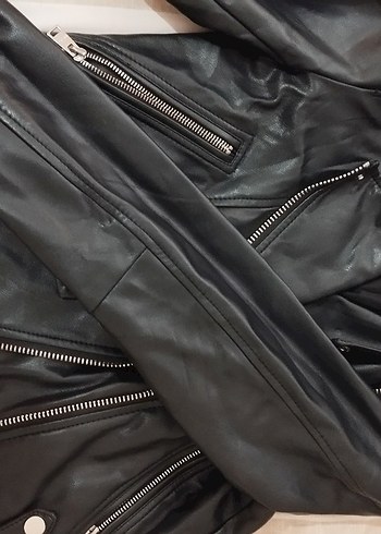 Berska Siyah Deri Biker Ceket - Görsel 2