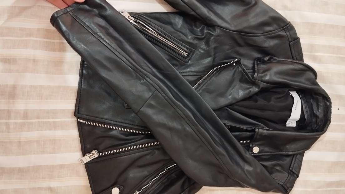 Berska Siyah Deri Biker Ceket - Görsel 2