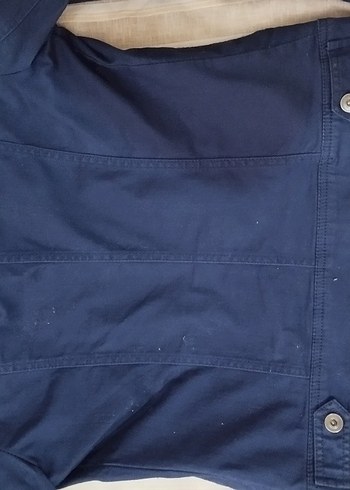 Düğmeli Kısa Kollu Mavi Denim Ceket - Görsel 3