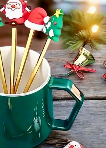 Renkli Yılbaşı Tatlı Çatal Seti - Görsel 5