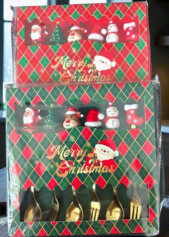 Renkli Yılbaşı Tatlı Çatal Seti - Görsel 2