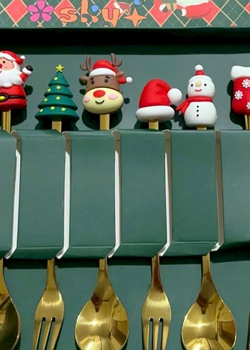 Renkli Yılbaşı Tatlı Çatal Seti - Görsel 3