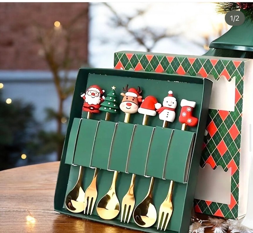 Renkli Yılbaşı Tatlı Çatal Seti - Görsel 4