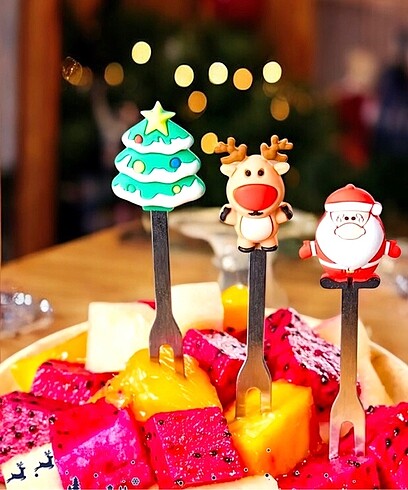  Beden çeşitli Renk Noel kokteyl çatalı